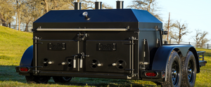 Custom made BBQ Trailer with a direct heat smoker. 