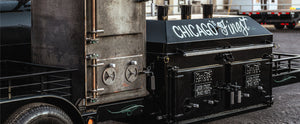 Custom direct heater smoker custom built for Chicago BBQ, fire sits under the grate while heat and smoke rise. 